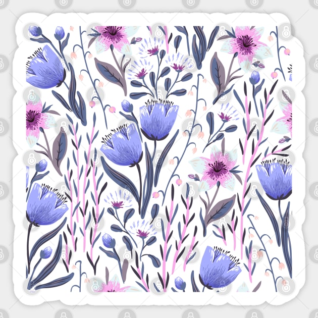 Fruit tree and leaves pattern with purple nuances Sticker by gronly